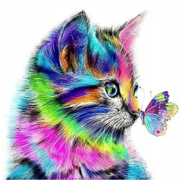 (30x40) Haft Diamentowy Kot Kolorowy Motyl Dla Dzieci Mozaika Diamond Paiting Zestaw 5D