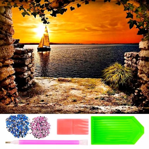 HAFT DIAMENTOWY KRAJOBRAZ WIDOKI ZACHÓD MOZAIKA 5D