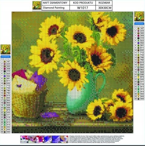 HAFT DIAMENTOWY KWIATY SŁONECZNIKI WYKLEJANKA 5D