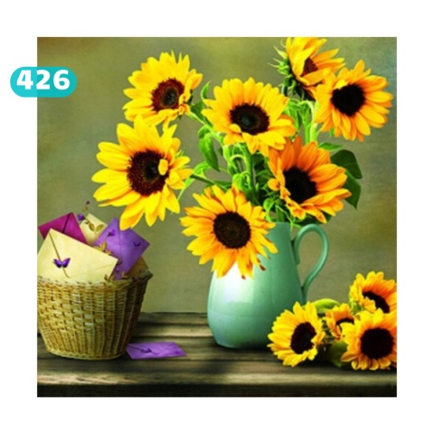 HAFT DIAMENTOWY KWIATY SŁONECZNIKI WYKLEJANKA 5D