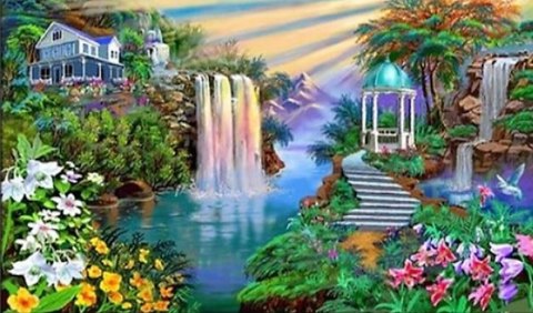 DUŻY HAFT DIAMENTOWY WODOSPAD KWIATY DIAMOND PAITING MOZAIKA DUŻY HAFT DIAMENTOWY WODOSPAD KWIATY DIAMOND PAITING MOZAIKA