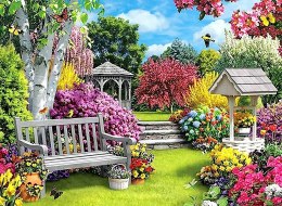 HAFT DIAMENTOWY KWIATY OGRÓD DIAMOND PAITING 5D