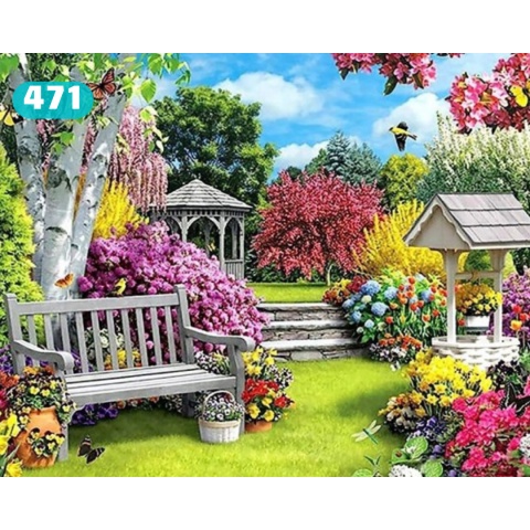 HAFT DIAMENTOWY KWIATY OGRÓD DIAMOND PAITING 5D