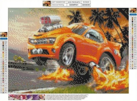 HAFT DIAMENTOWY SAMOCHÓD WYŚCIGOWY OGIEŃ ZESTAW 5D