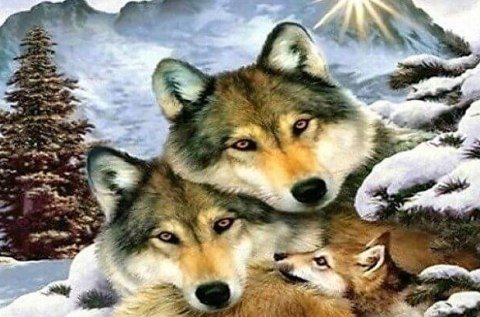 HAFT DIAMENTOWY WILKI DIAMOND PAITING ZESTAW 5D