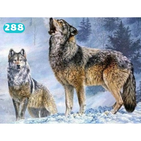 HAFT DIAMENTOWY WILKI ZIMA ŚNIEG WILK ZESTAW 5D