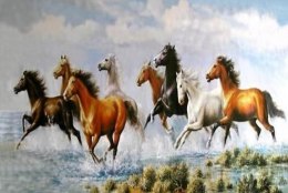 DUŻY HAFT DIAMENTOWY KONIE KOŃ W GALOPIE DIAMOND PAITING MOZAIKA