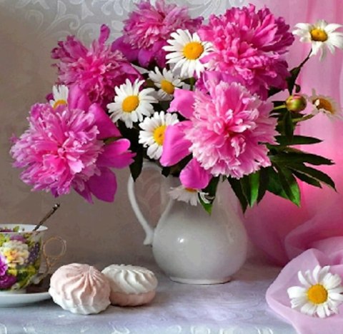 [30x30] HAFT DIAMENTOWY KWIATY WAZON MOZAIKA ZESTAW 5D