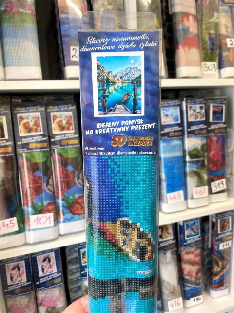 HAFT DIAMENTOWY GÓRY ŁÓDKA KRAJOBRAZ MOZAIKA DIAMOND PAITING ZESTAW 5D