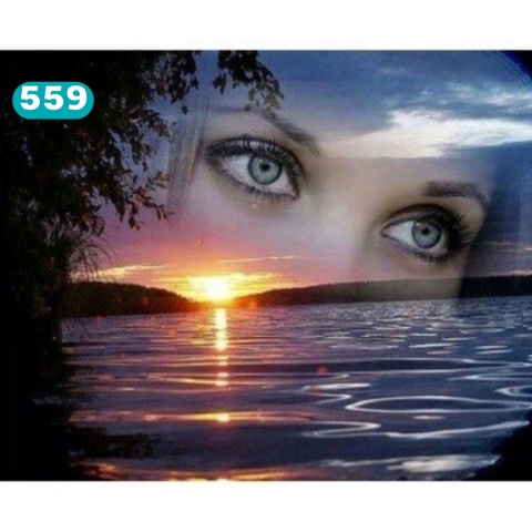 HAFT DIAMENTOWY KOBIETA KRAJOBRAZ JEZIORO OCZY MOZAIKA DIAMOND PAITING 5D