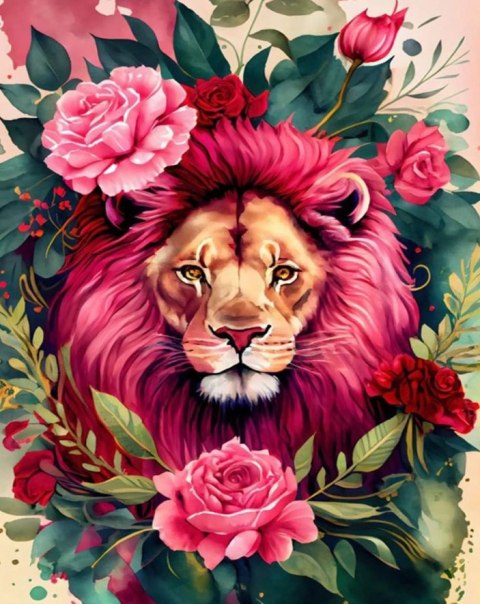 Haft Diamentowy Lew Kwiaty Mozaika Diamond Paiting Zestaw Kreatywny 30x40cm Haft Diamentowy Lew Kwiaty Mozaika Diamond Paiting Zestaw Kreatywny 30x40cm