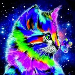 Haft Diamentowy Mozaika Diamond Paiting Zestaw Kreatywny Kot Galaxy Kotek