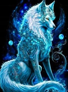 Haft Diamentowy Wilk Kosmos Mozaika Diamond Paiting Zestaw Kreatywny