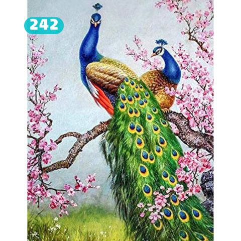 Haft Diamentowy Paw Kwiaty Drzewo Diamond Painting Mozaika Zestaw