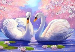Haft Diamentowy Łabędzie Jezioro Lilia Diamond Paiting Mozaika Zestaw 5D