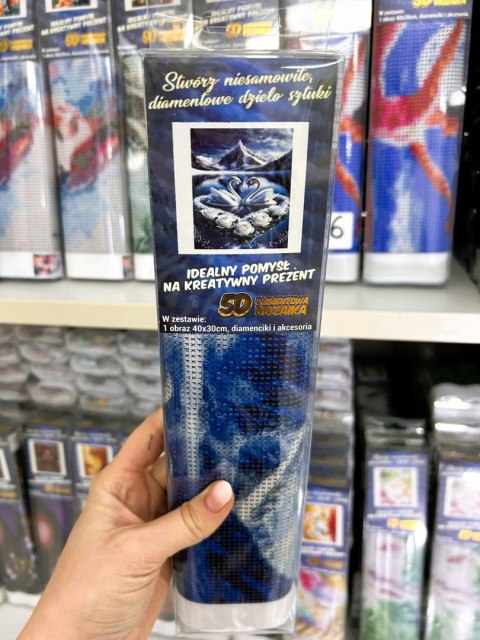 Haft Diamentowy Łabędzie Róże Góry Krajobraz Diamond Paiting Mozaika Zestaw