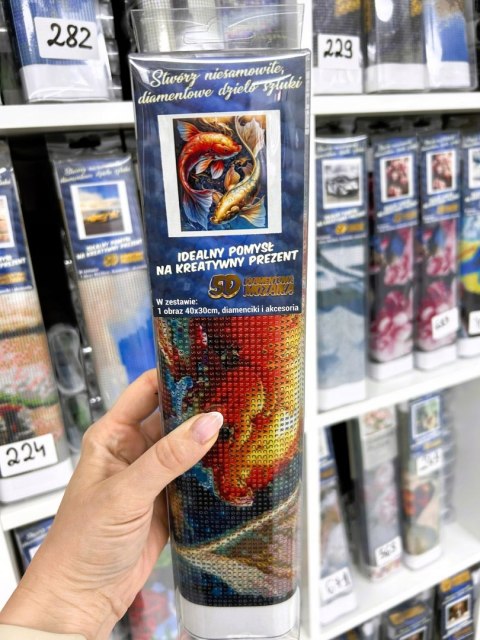 Haft Diamentowy Ryba Ryby Yin Yang Energia Diamond Paiting Zestaw 30x40cm