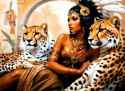 Haft Diamentowy Tygrysy Egipt Kobieta Diamond Paiting Mozaika Zestaw 5D
