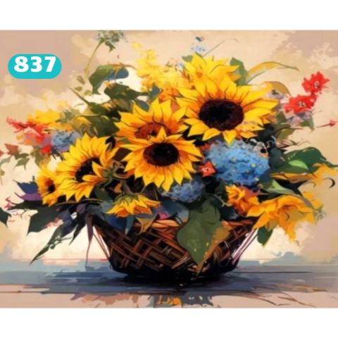 Haft Diamentowy Słoneczniki Kwiaty W Wazonie Diamond Painting Mozaika 5D