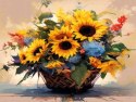 Haft Diamentowy Słoneczniki Kwiaty W Wazonie Diamond Painting Mozaika 5D
