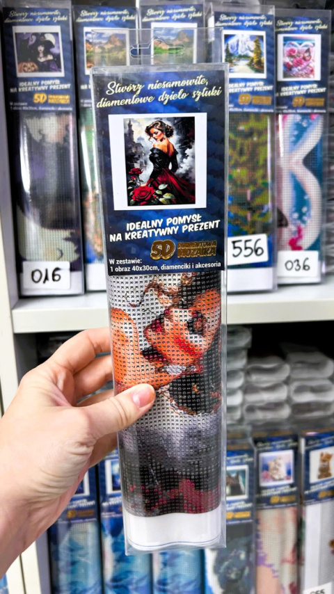 Haft Diamentowy Kobieta Róże Kwiaty Mozaika Diamond Painting Zestaw Wyklejanka