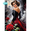 Haft Diamentowy Kobieta Róże Kwiaty Mozaika Diamond Painting Zestaw Wyklejanka