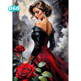 Haft Diamentowy Kobieta Róże Kwiaty Mozaika Diamond Painting Zestaw Wyklejanka