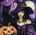 Haft Diamentowy Czarownica Halloween Dynia Mozaika Diamond Painting Zestaw