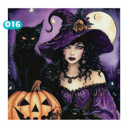 Haft Diamentowy Czarownica Halloween Dynia Mozaika Diamond Painting Zestaw