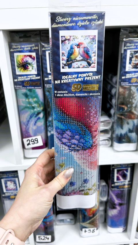 Haft Diamentowy Ptaki Papugi Kwiaty Mozaika Diamond Painting Zestaw