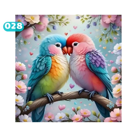 Haft Diamentowy Ptaki Papugi Kwiaty Mozaika Diamond Painting Zestaw