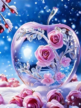 Haft Diamentowy Róża Kwiaty Śnieg Mozaika Diamond Painting Zestaw