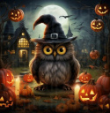 Haft Diamentowy Sowa Dynia Halloween Mozaika Diamond Painting Zestaw