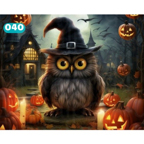 Haft Diamentowy Sowa Dynia Halloween Mozaika Diamond Painting Zestaw