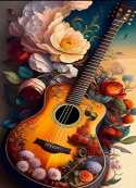 Haft Diamentowy Kwiaty Bukiet Gitara Diamond Painting Mozaika Zestaw