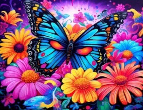 Haft Diamentowy Motyl Kwiaty Diamond Painting Mozaika Zestaw Kreatywny