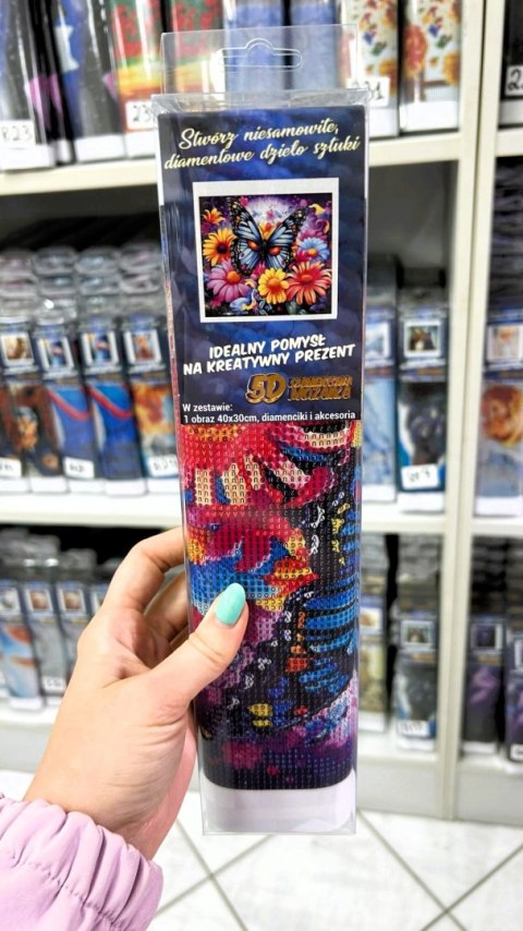 Haft Diamentowy Motyl Kwiaty Diamond Painting Mozaika Zestaw Kreatywny