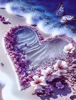 Haft Diamentowy Serce Plaża Diamond Painting Mozaika Zestaw Kreatywny