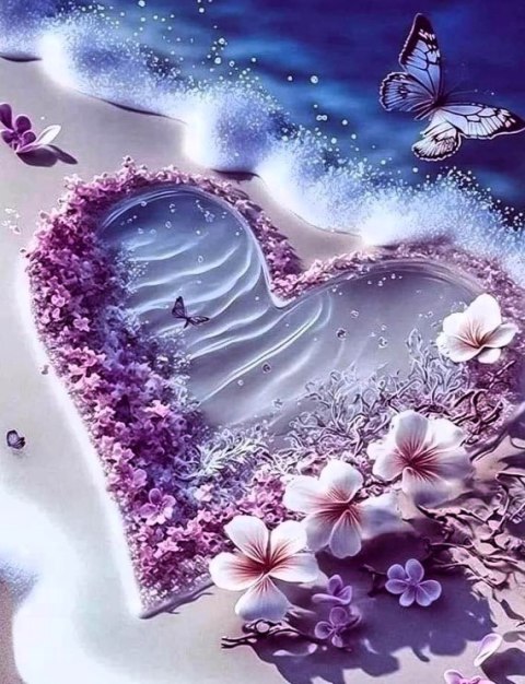 Haft Diamentowy Serce Plaża Diamond Painting Mozaika Zestaw Kreatywny