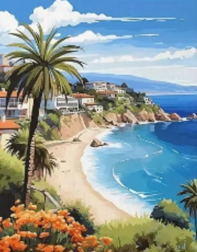 Haft Diamentowy Plaża Palma Morze Wakacje Mozaika Diamond Painting Zestaw Haft Diamentowy Plaża Palma Morze Wakacje Mozaika Diamond Painting Zestaw