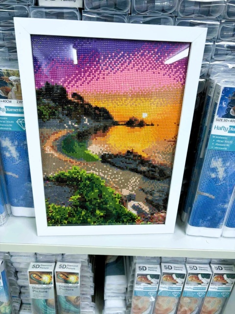 30x40 Biała Ramka Idealnie Dopasowana do Haftu Diamentowego z Naszej Oferty