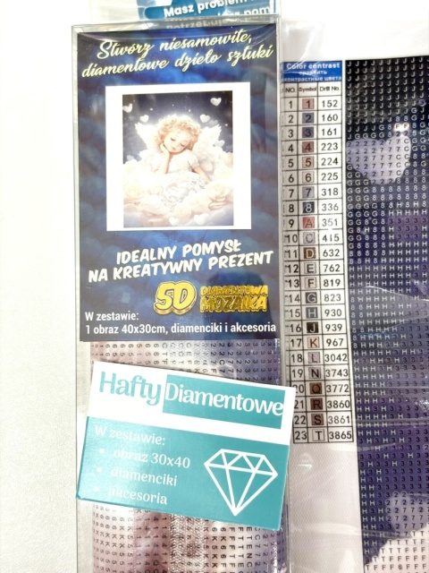Haft Diamentowy Anioł Stróż Chrzest Komunia Mozaika Diamond Paiting Aniołek