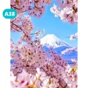 Haft Diamentowy Diamond Painting Kwiat Wiśni Drzewo Góry Krajobraz