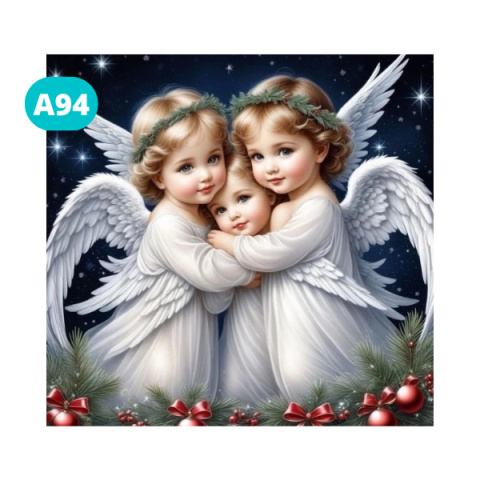 Haft Diamentowy Diamond Painting Mozaika Anioł Aniołki Dzieci Chrzest Komunia