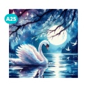 Haft Diamentowy Diamond Painting Mozaika Jezioro Łabędź Księżyc Pełnia