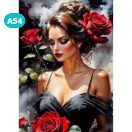 Haft Diamentowy Diamond Painting Mozaika Kobieta Róże Hiszpanka