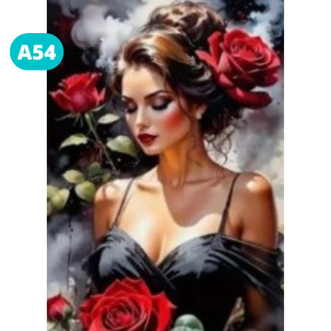 Haft Diamentowy Diamond Painting Mozaika Kobieta Róże Hiszpanka