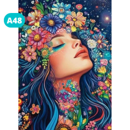 Haft Diamentowy Diamond Painting Mozaika Kobieta Wianek Kwiaty