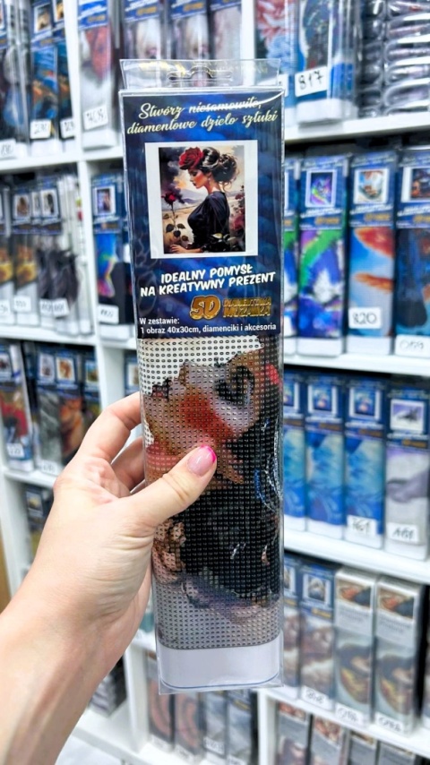 Haft Diamentowy Diamond Painting Mozaika Kwiaty Kobieta Pole Róża