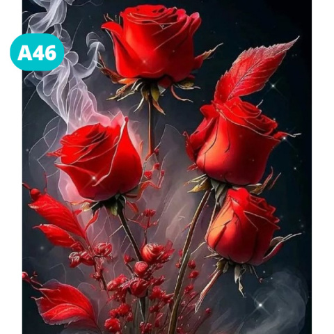 Haft Diamentowy Diamond Painting Mozaika Kwiaty Róża Bukiet Róż